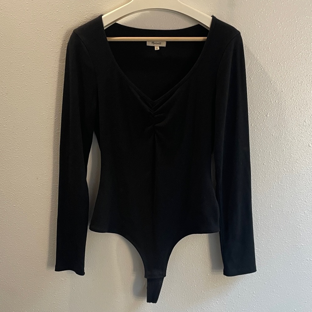 Madewell Black V-Neck Long Sleeve Bodysuit